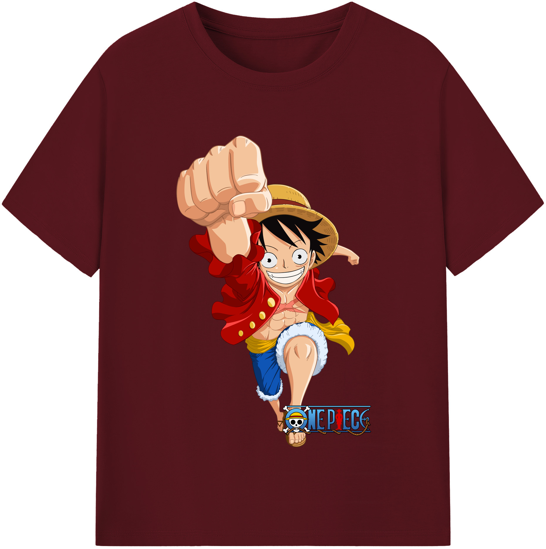 ワンピース モンキー・D・ルフィ ONE PIECE Monkey D. Luffy 綿100％半袖Tシャツ（フロントプリント）